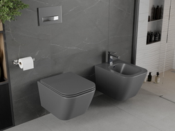 Mexen Madox cuvette WC Rimless avec abattant slim à descente lente, duroplast, gris foncé mat - 30154061
