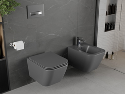 Mexen Madox toilette rimless avec abattant à chute lente, en duroplast, gris foncé mat - 30154061