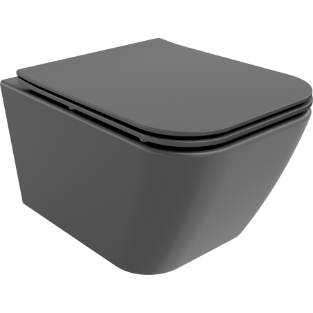 Mexen Madox cuvette WC sans rebord avec abattant à descente ralentie slim, duroplast, gris foncé mat - 30154061