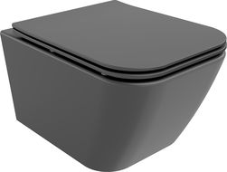 Mexen Madox cuvette WC Rimless avec abattant slim à descente lente, duroplast, gris foncé mat - 30154061