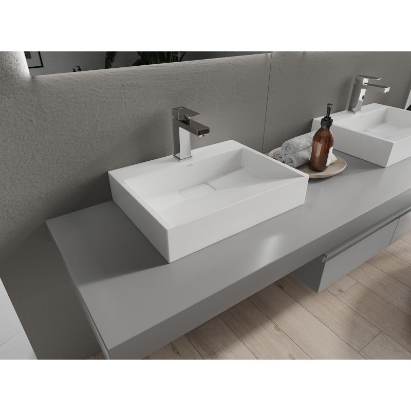 Mexen Ava lavabo de comptoir en conglomérat 1/O 50 x 38 cm, blanc - 23015001