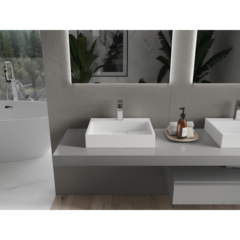Mexen Ava lavabo de comptoir en conglomérat 1/O 50 x 38 cm, blanc - 23015001