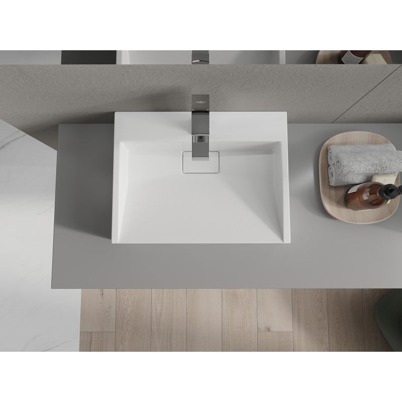 Mexen Ava lavabo de comptoir en conglomérat 1/O 50 x 38 cm, blanc - 23015001