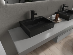 Mexen Ava lavabo de comptoir en conglomérat 1 trou 50 x 38 cm, Noir - 23015071