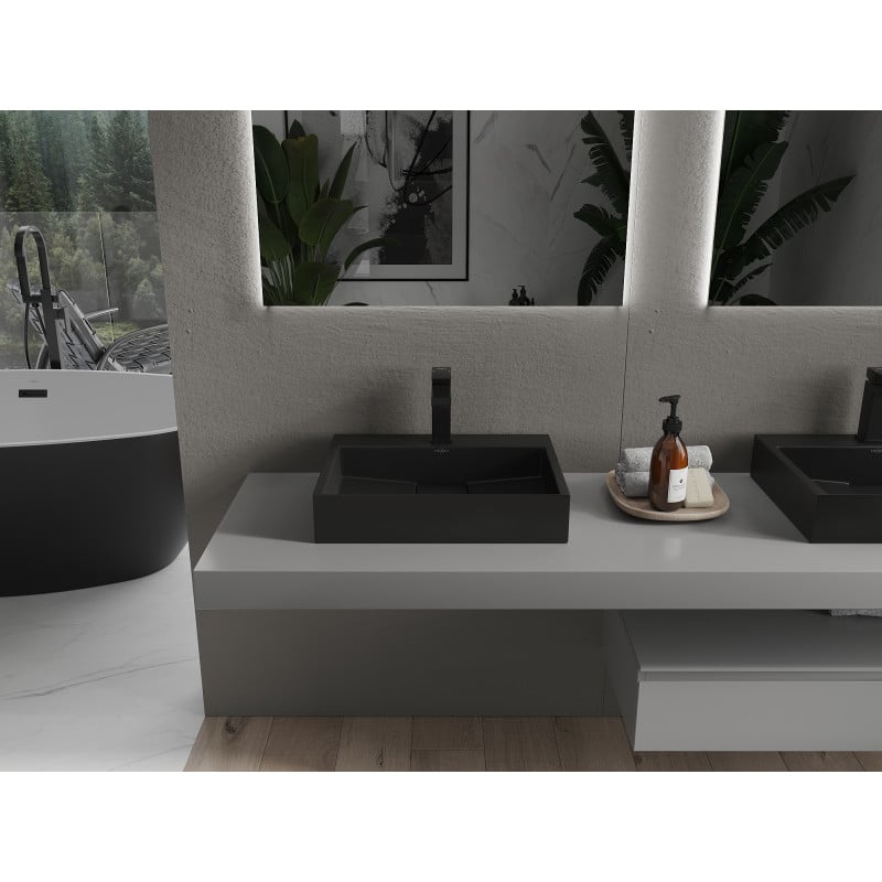 Mexen Ava lavabo à poser en conglomérat 1/O 50 x 38 cm, noir - 23015071
