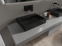 Mexen Ava lavabo de comptoir en conglomérat sans trou 50 x 38 cm, Noir - 23015070