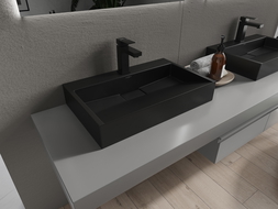 Mexen Ava lavabo de comptoir en conglomérat 1 trou 60 x 38 cm, Noir - 23016071