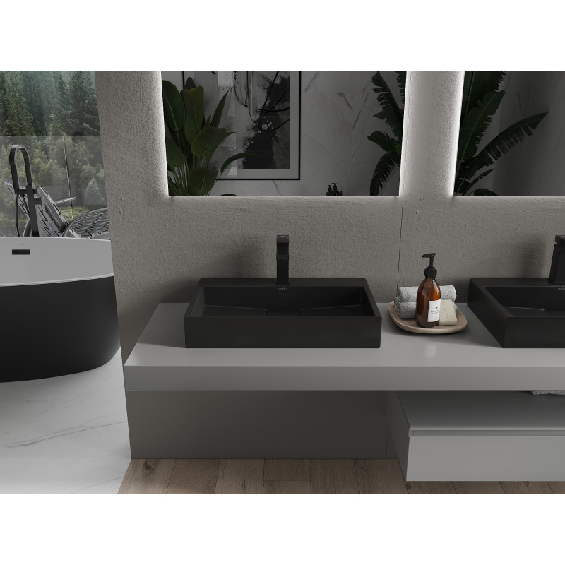 Mexen Ava lavabo à poser en conglomérat 1/O 60 x 38 cm, noir - 23016071