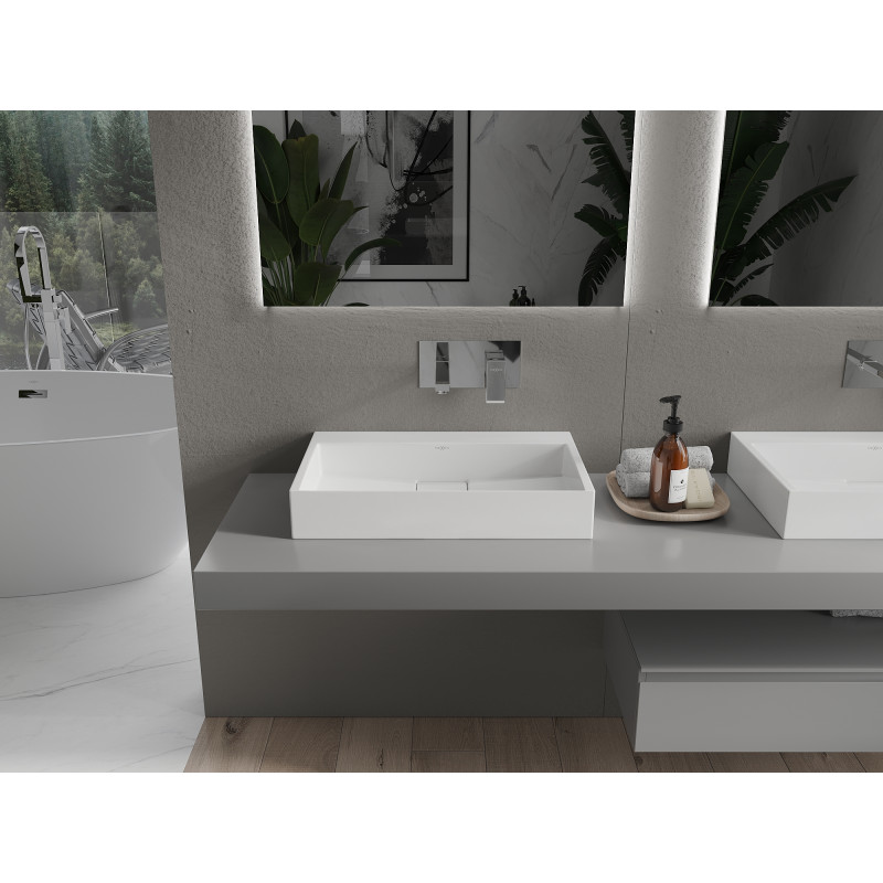 Mexen Ava lavabo de comptoir en conglomérat B/O 60 x 38 cm, blanc - 23016000