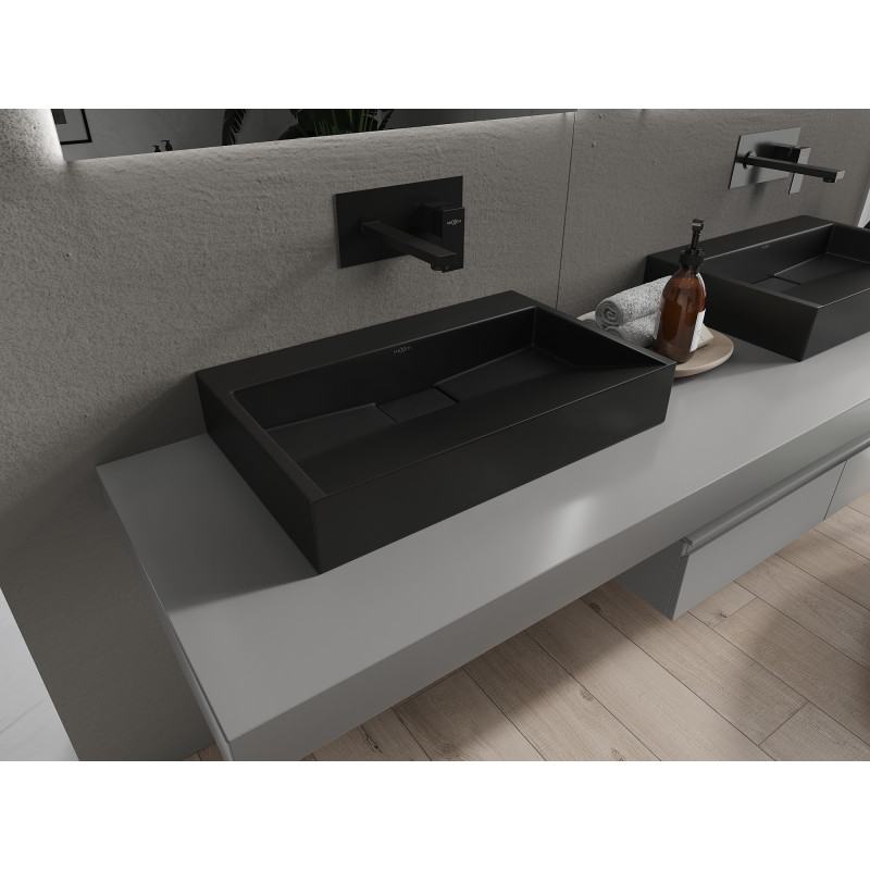 Mexen Ava lavabo sur plan en conglomérat B/O 60 x 38 cm, noir - 23016070