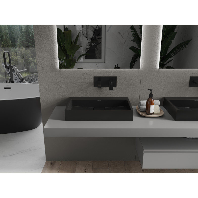 Mexen Ava lavabo à poser en conglomérat B/O 60 x 38 cm, noir - 23016070