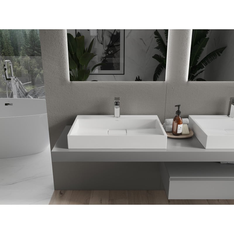 Mexen Ava lavabo à poser en conglomérat 1/O 70 x 46 cm, blanc - 23017001
