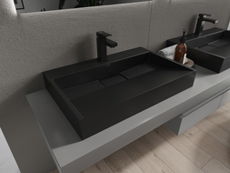 Mexen Ava lavabo de comptoir en conglomérat 1 trou 70 x 46 cm, Noir - 23017071