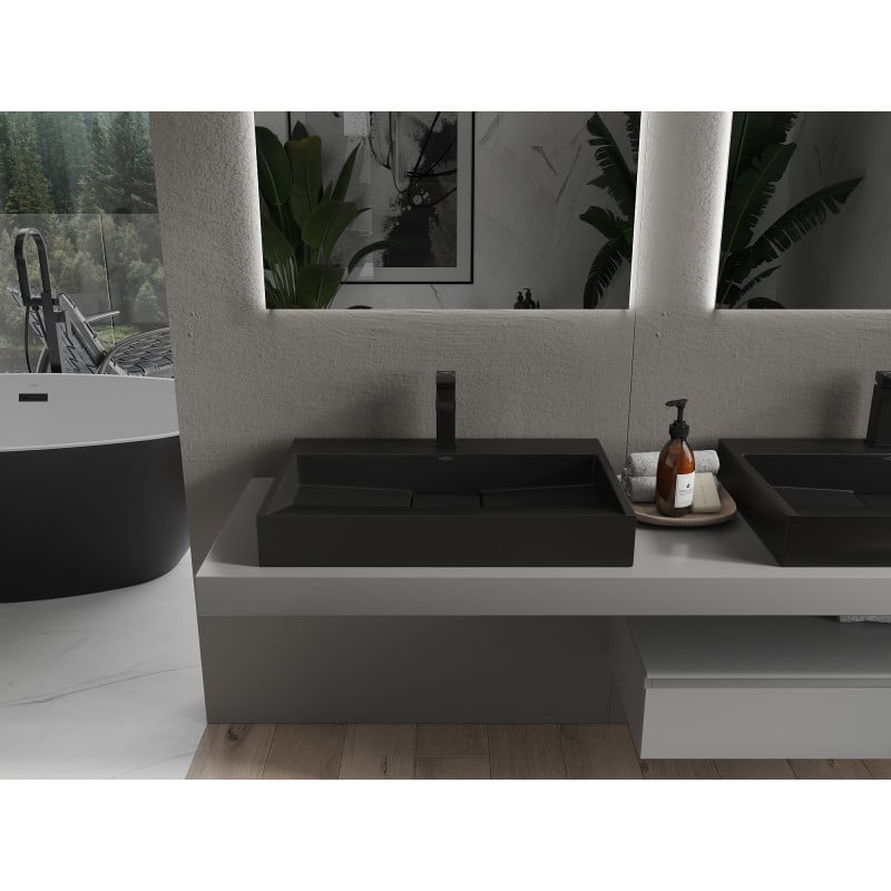 Mexen Ava lavabo à poser en composite 1/O 70 x 46 cm, noir - 23017071