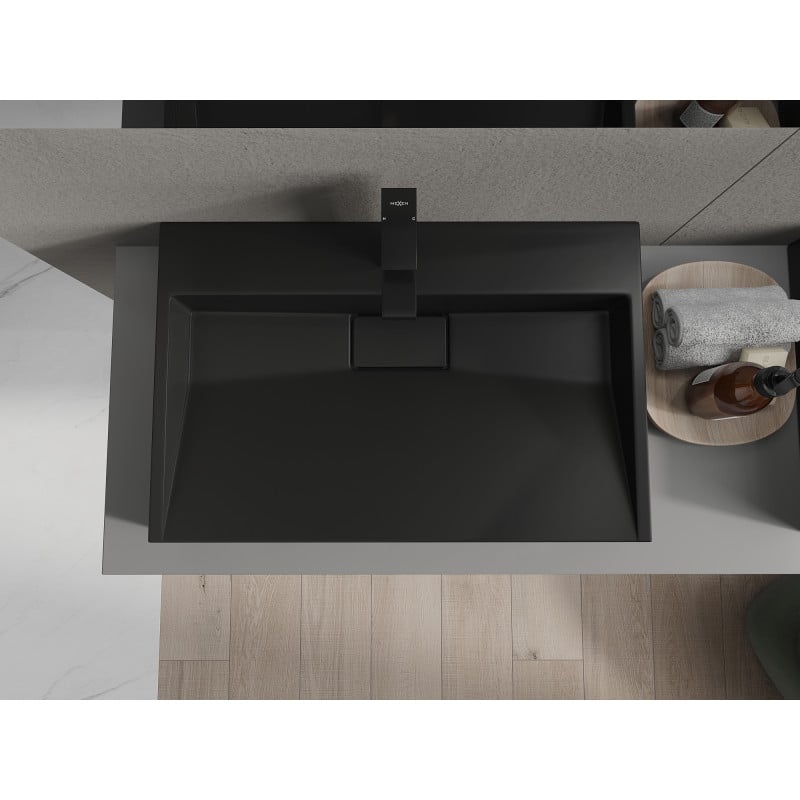 Mexen Ava lavabo à poser en composite 1/O 70 x 46 cm, noir - 23017071