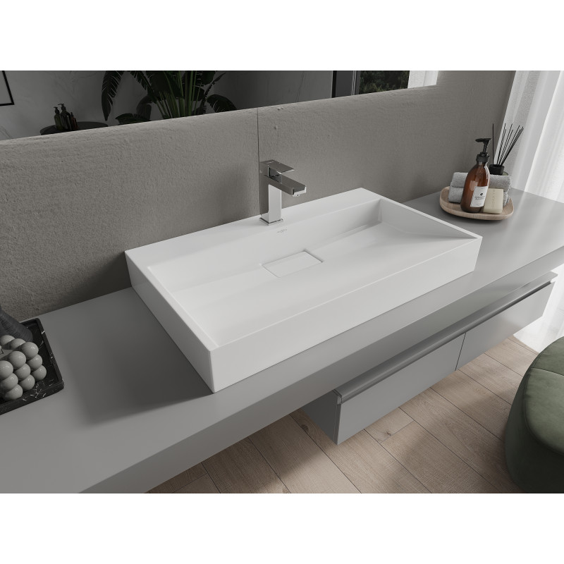 Mexen Ava lavabo à poser en conglomérat 1/O 80 x 46 cm, blanc - 23018001
