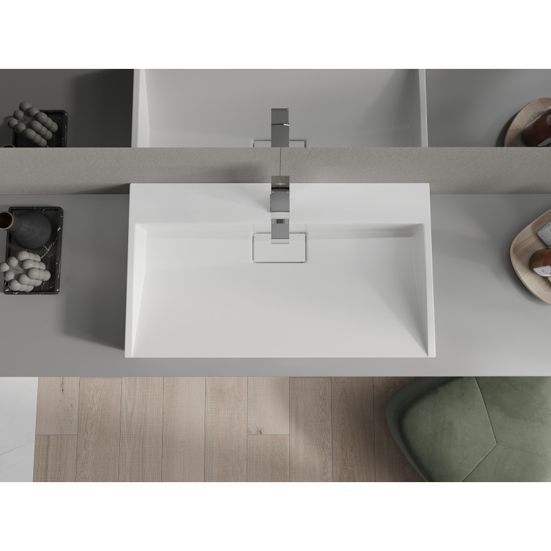 Mexen Ava lavabo sur plan en conglomérat 1/O 80 x 46 cm, blanc - 23018001