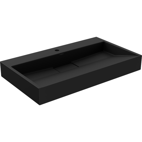 Mexen Ava lavabo de comptoir en conglomérat 1 trou 80 x 46 cm, Noir - 23018071