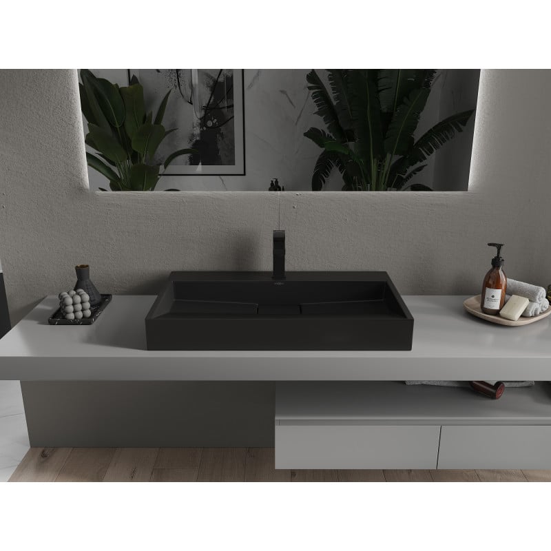 Mexen Ava lavabo à poser en conglomérat 1/O 80 x 46 cm, noir - 23018071