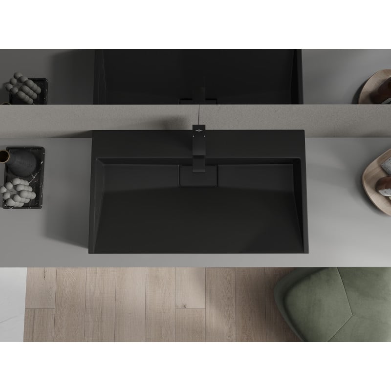 Mexen Ava lavabo à poser en conglomérat 1/O 80 x 46 cm, noir - 23018071