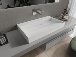 Mexen Ava lavabo de comptoir en conglomérat sans trou 80 x 46 cm, Blanc - 23018000