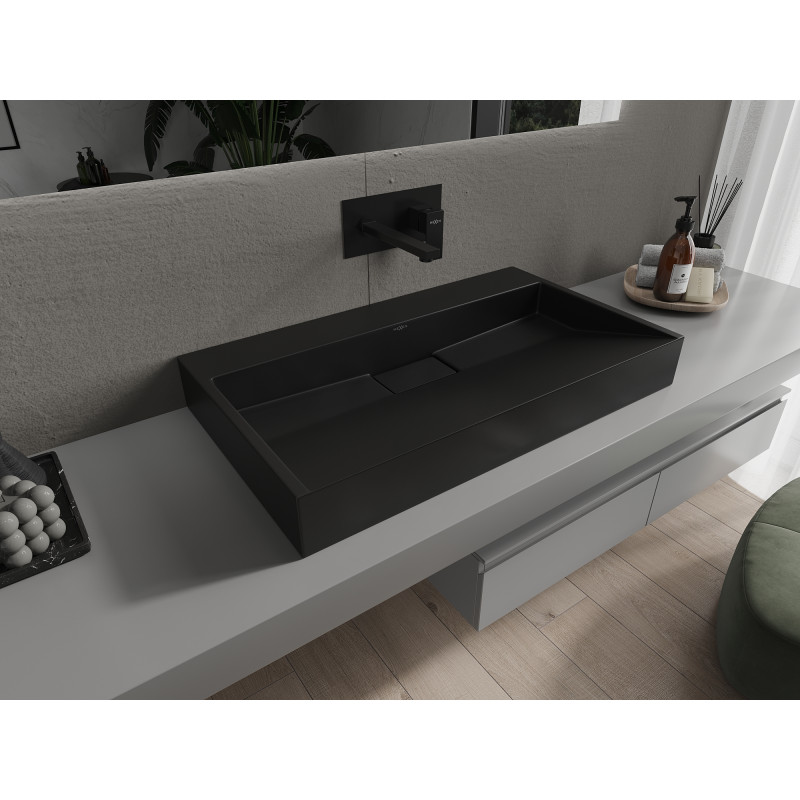 Mexen Ava lavabo sur plan en conglomérat B/O 80 x 46 cm, noir - 23018070