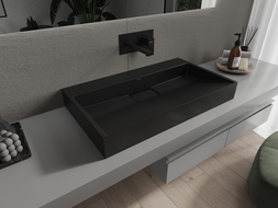 Mexen Ava lavabo de comptoir en conglomérat sans trou 80 x 46 cm, Noir - 23018070
