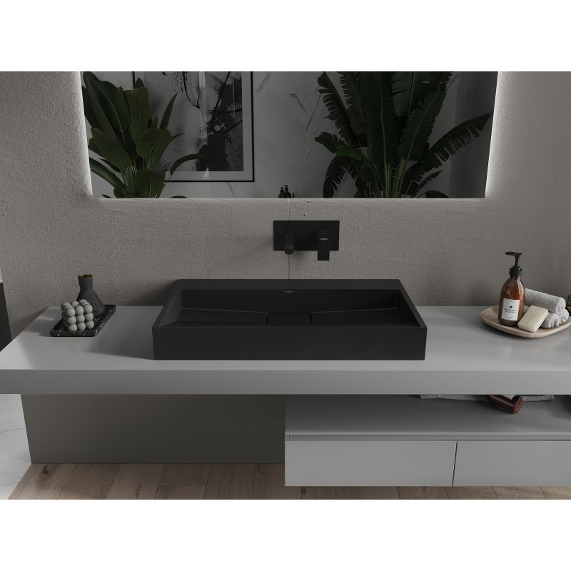 Mexen Ava lavabo à poser en composite B/O 80 x 46 cm, noir - 23018070