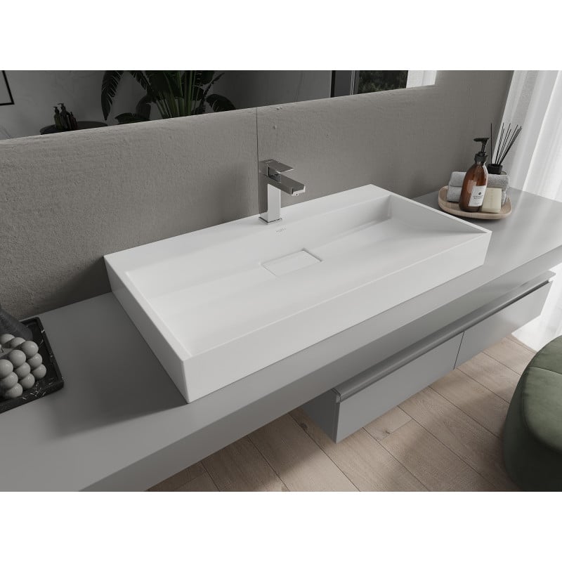 Mexen Ava lavabo à poser en composite 1/O 90 x 46 cm, blanc - 23019001