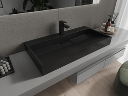 Mexen Ava lavabo à poser en conglomérat 1/O 90 x 46 cm, noir - 23019071