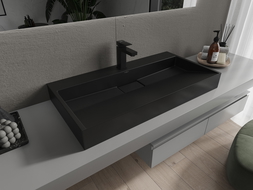 Mexen Ava lavabo de comptoir en conglomérat 1 trou 90 x 46 cm, Noir - 23019071