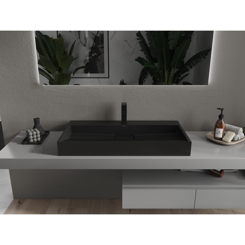 Mexen Ava lavabo à poser en conglomérat 1/O 90 x 46 cm, noir - 23019071