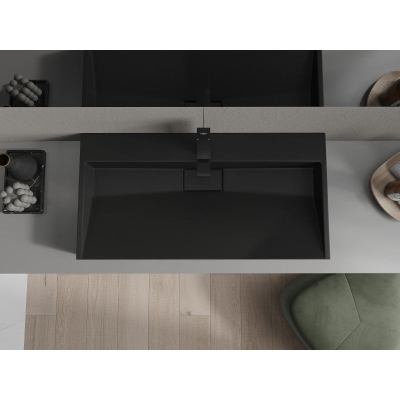 Mexen Ava lavabo encastré en conglomérat 1/O 90 x 46 cm, noir - 23019071