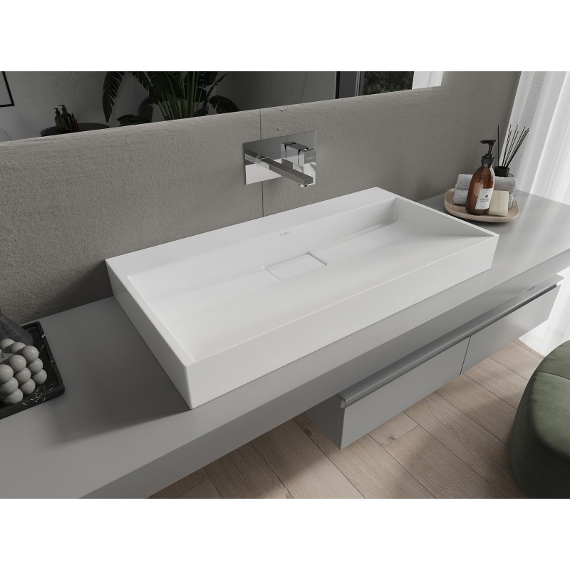 Mexen Ava lavabo à poser en conglomérat B/O 90 x 46 cm, blanc - 23019000