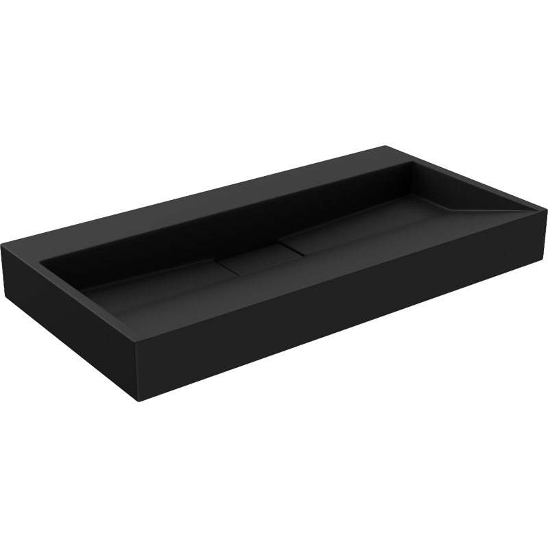 Mexen Ava lavabo de comptoir en conglomérat sans trou 90 x 46 cm, Noir - 23019070