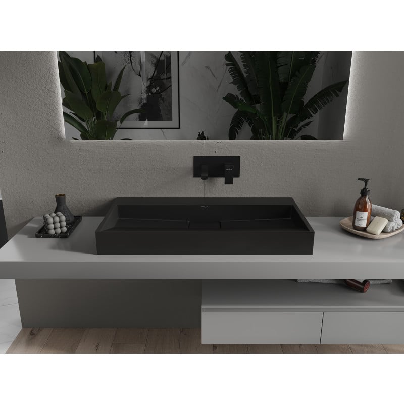 Mexen Ava lavabo à poser en conglomérat B/O 90 x 46 cm, noir - 23019070