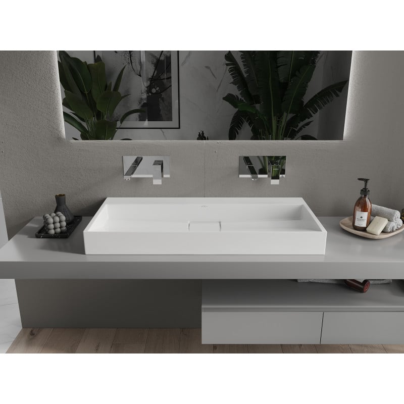 Mexen Ava lavabo sur plan en conglomérat B/O 100 x 46 cm, blanc - 23011000
