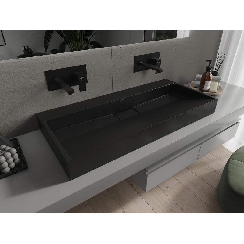 Mexen Ava lavabo à poser en composite B/O 100 x 46 cm, noir - 23011070