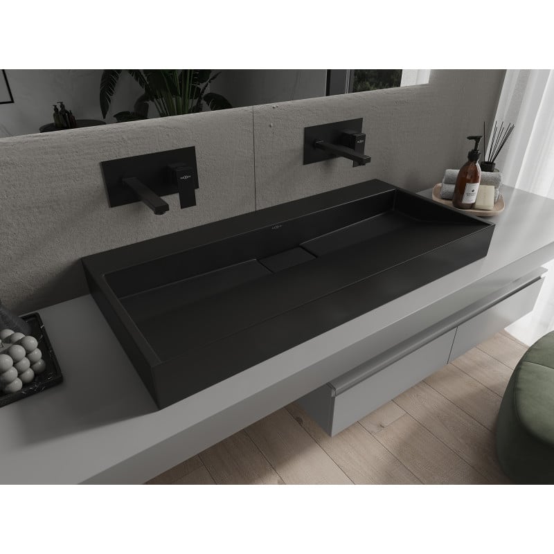 Mexen Ava lavabo à poser en conglomérat B/O 100 x 46 cm, noir - 23011070