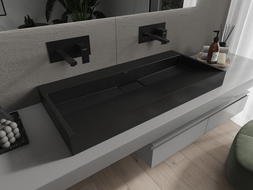 Mexen Ava lavabo de comptoir en conglomérat sans trou 100 x 46 cm, Noir - 23011070