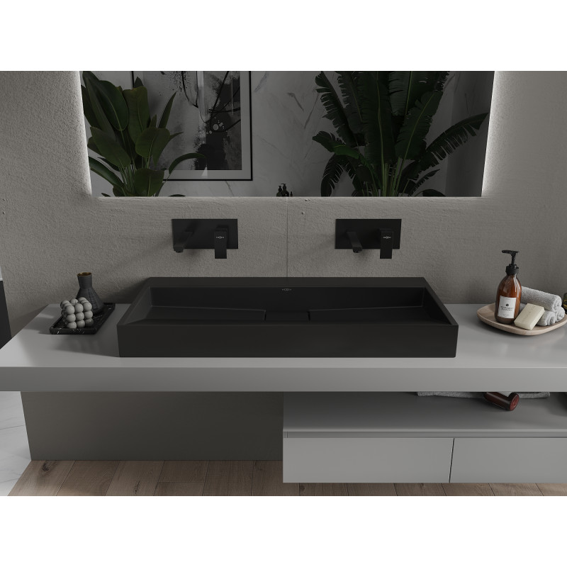 Mexen Ava lavabo à poser en composite B/O 100 x 46 cm, noir - 23011070
