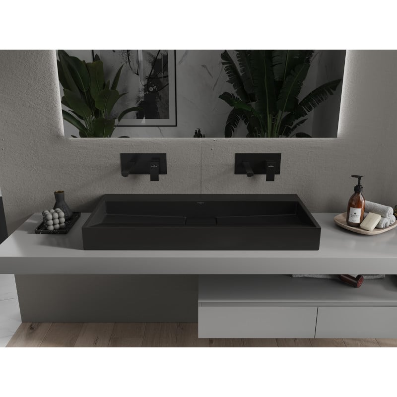 Mexen Ava lavabo à poser en conglomérat B/O 100 x 46 cm, noir - 23011070
