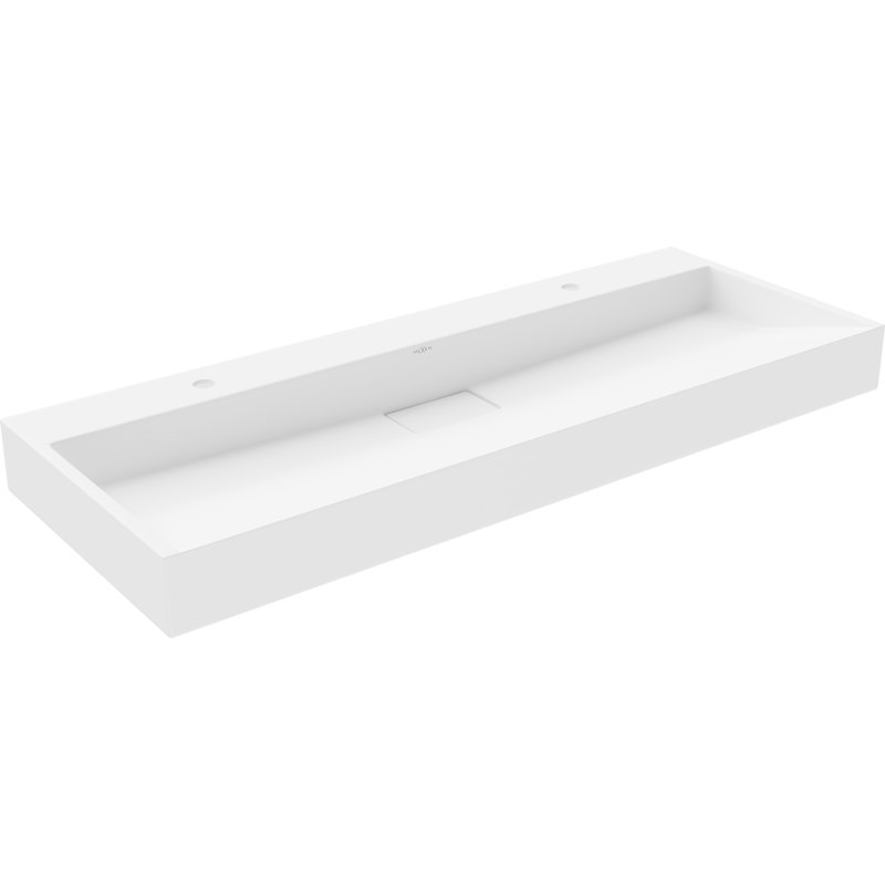 Mexen Ava lavabo de comptoir en conglomérat 2 trous 120 x 46 cm, Blanc - 23011202