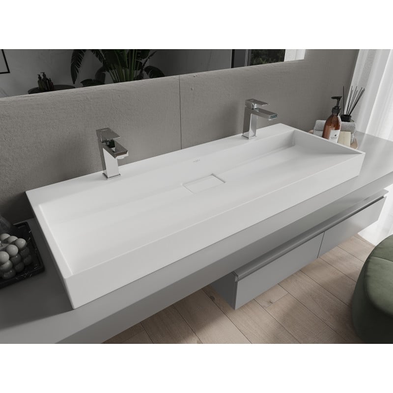 Mexen Ava lavabo à poser en composite 2/O 120 x 46 cm, blanc - 23011202