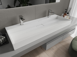 Mexen Ava lavabo de comptoir en conglomérat 2 trous 120 x 46 cm, Blanc - 23011202