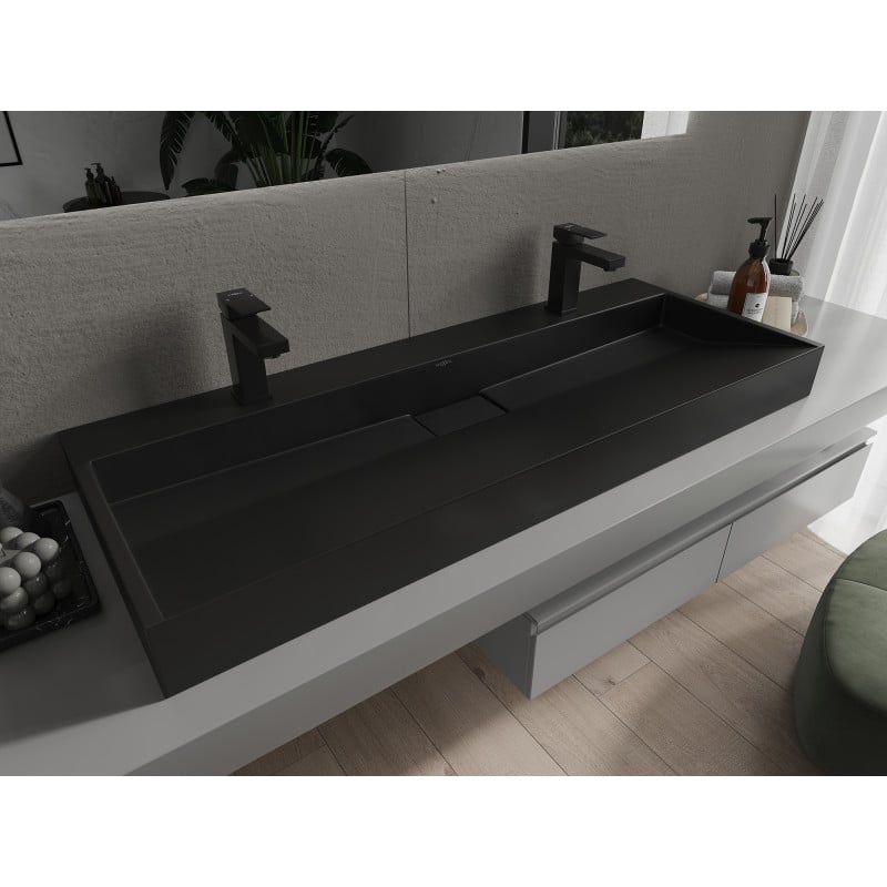 Mexen Ava lavabo posé sur le dessus en conglomérat 2/O 120 x 46 cm, noir - 23011272