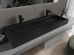 Mexen Ava lavabo de comptoir en conglomérat 2 trous 120 x 46 cm, Noir - 23011272