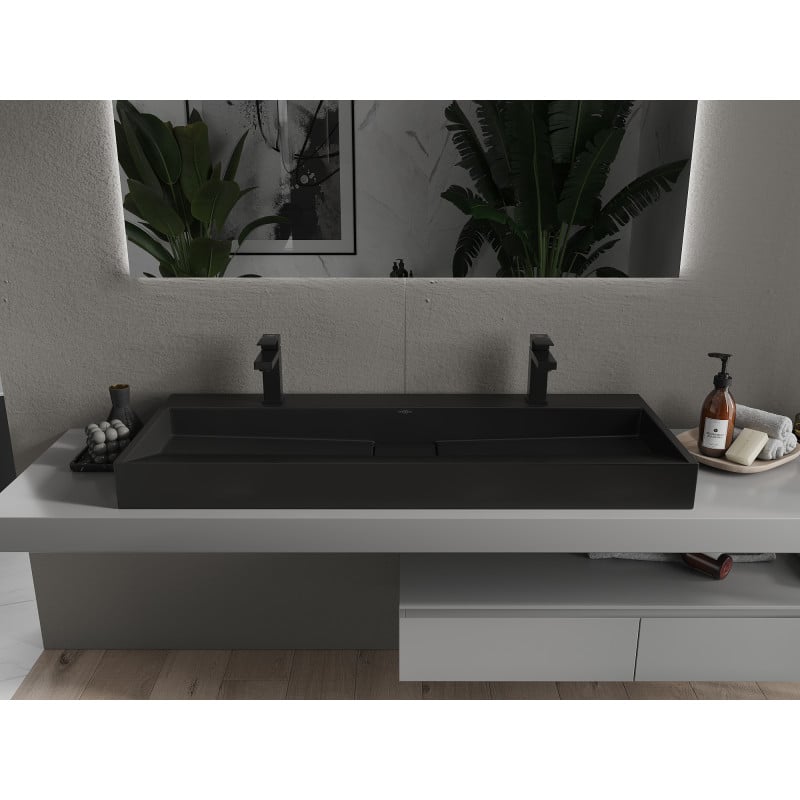 Mexen Ava lavabo posé sur le dessus en conglomérat 2/O 120 x 46 cm, noir - 23011272