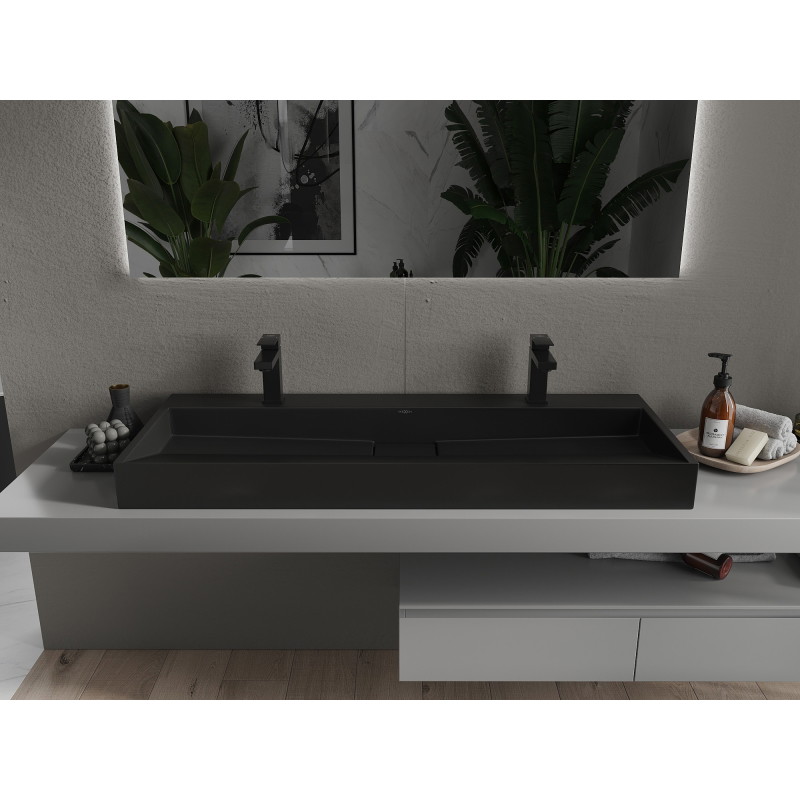 Mexen Ava lavabo sur plan en composite 2/O 120 x 46 cm, noir - 23011272