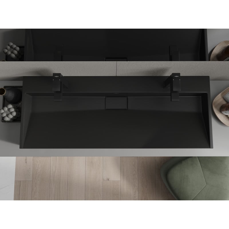 Mexen Ava lavabo posé sur le dessus en conglomérat 2/O 120 x 46 cm, noir - 23011272